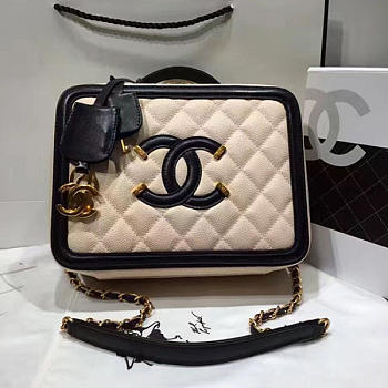 Chanel Caviar Quilted Small CC Filigree Vanity Case Beige BagsAll A93343 VS07581