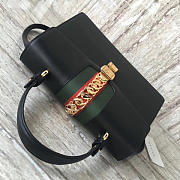 Gucci Sylvie Bag 31.5 Black Leather Top Handle Z2146 - 6