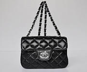 CC Lambskin Leather Flap Bag With Silver Hardware Black 17.5cm - 2