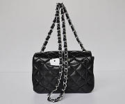 CC Lambskin Leather Flap Bag With Silver Hardware Black 17.5cm - 3