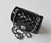 CC Lambskin Leather Flap Bag With Silver Hardware Black 17.5cm - 4
