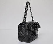 CC Lambskin Leather Flap Bag With Silver Hardware Black 17.5cm - 5