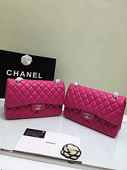 Chanel Jumbo Classic Flap Hot Pink Lambskin Silver/Gold 30cm - 2