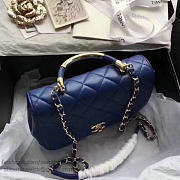 Chanel Caviar Quilted Lambskin Flap Bag with Top Handle Blue A93752 25cm - 3