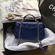 Chanel Caviar Quilted Lambskin Flap Bag with Top Handle Blue A93752 25cm - 6