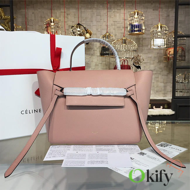 BagsAll Celine Belt Bag Pink Calfskin Z1216 27cm  - 1