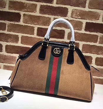 Gucci RE(Belle) Suede Medium Top Handle Bag ‎516459 Brown 2018 39cm