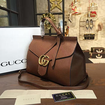 Gucci GG Marmont Leather Tote Bag Brown 2241 31.5cm