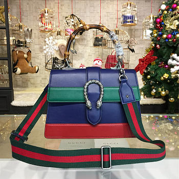 Gucci Dionysus medium top handle bag blue/green/red leather BagsAll 