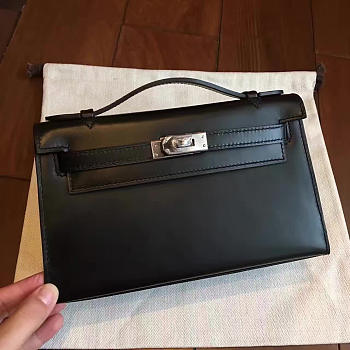Hermès Mini Kelly Box Calf 22 Black/Silver BagsAll Z2834