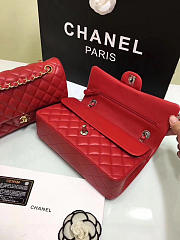 Chanel Medium Classic Flap Red Lambskin Silver/Gold 25cm - 2