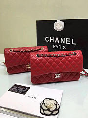 Chanel Medium Classic Flap Red Lambskin Silver/Gold 25cm - 3