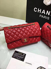 Chanel Medium Classic Flap Red Lambskin Silver/Gold 25cm - 5