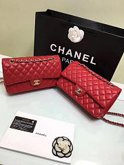 Chanel Medium Classic Flap Red Lambskin Silver/Gold 25cm - 6