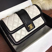 Chanel Quilted Lambskin gold-tone metal Flap Bag White & Black A91365 25.5cm - 5