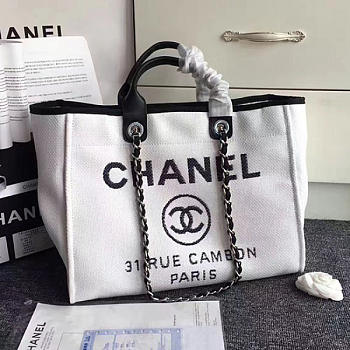 Chanel Shopping Bag White A68046 VS08728 38cm