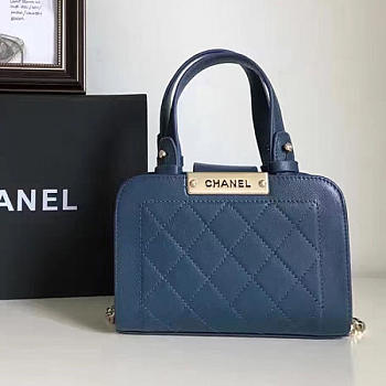 Chanel Small Label Click leather Shopping Bag Blue BagsAll A93731 VS04747