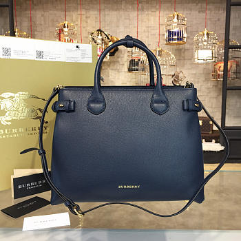 Burberry Classic 35 Navy Blue Leather Tote Bag