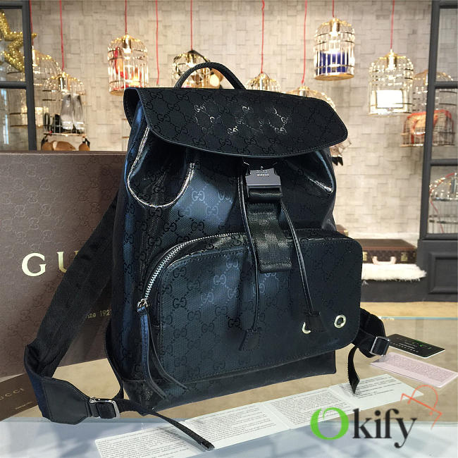 Gucci GG Leather 36.5 Backpack Black 010 - 1