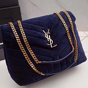 YSL Loulou Monogram Quilted Velvet 30 Shoulder Bag Large Blue 4811 - 4