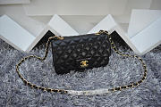 CHANEL Lambskin Leather Flap Bag With Gold/Silver Hardware Black 20cm - 6