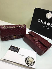 CHANEL Lambskin Leather Flap Bag Gold/Silver Wine Red BagsAll 25cm - 6