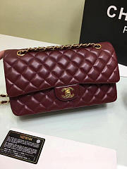 CHANEL Lambskin Leather Flap Bag Gold/Silver Wine Red BagsAll 25cm - 3