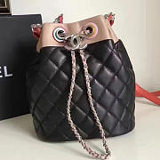 Chanel Small Drawstring Bucket Bag in Black Lambskin and Resin BagsAll A93730 VS06460 - 1