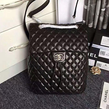 Chanel Quilted Lambskin Large Backpack 30 Black Silver Hardware 170301 VS02032