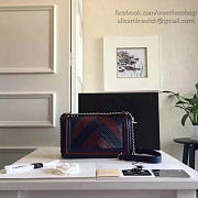 CC Medium Chevron Lambskin Quilted Le Boy 25  Red and Blue VS08117 - 2