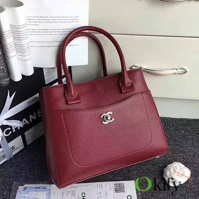 Chanel Calfskin Shopping Bag Burgundy A69929 VS00151 27cm - 1
