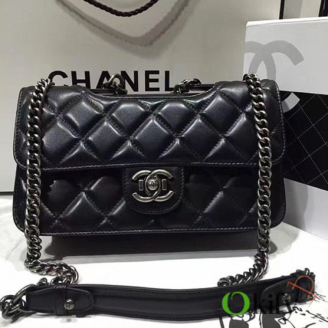 CC Quilted Calfskin Perfect Edge Bag 26.5 Silver Black VS00923 - 1