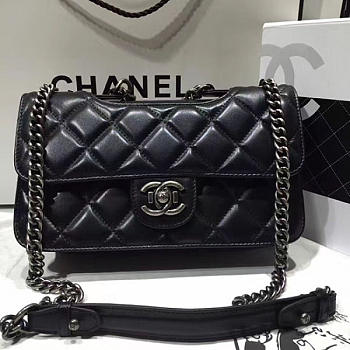 Chanel Quilted Calfskin Perfect Edge Bag 26.5 Silver Black VS00923