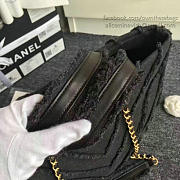 Chanel Canvas Patchwork Chevron Large Shopping Bag Black 260302 VS02391 40cm - 2