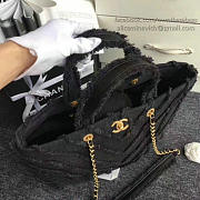Chanel Canvas Patchwork Chevron Large Shopping Bag Black 260302 VS02391 40cm - 4