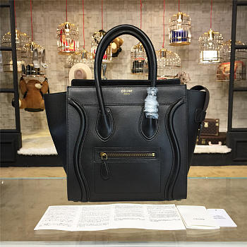 BagsAll Celine Leather Micro Luggage Black Z1074 26cm 