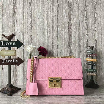 Gucci Padlock 30 Embossed Pink Leather 2157