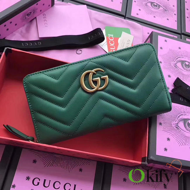 Gucci GG Leather Wallet Green BagsAll 2504 - 1