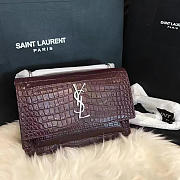 YSL Sunset Chain Bag 17 In Crocodile Embossed Shiny Leather BagsAll 4841 - 1