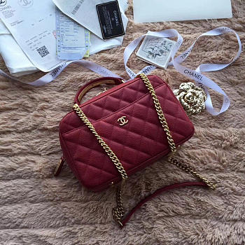 Chanel Bowling Bag Jersey & Gold-Tone Metal 24 Wine Red A69924 