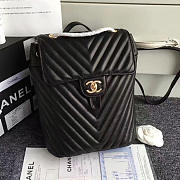 Chanel Chevron Lambskin Backpack 24 Black Gold Hardware 170302 VS01805 - 1