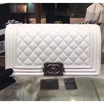 Chanel Quilted Lambskin Medium 25 Boy Bag White VS07017