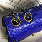 Chanel Snake Embossed Flap Shoulder Bag Blue A98774 20cm - 5