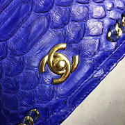 Chanel Snake Embossed Flap Shoulder Bag Blue A98774 20cm - 3