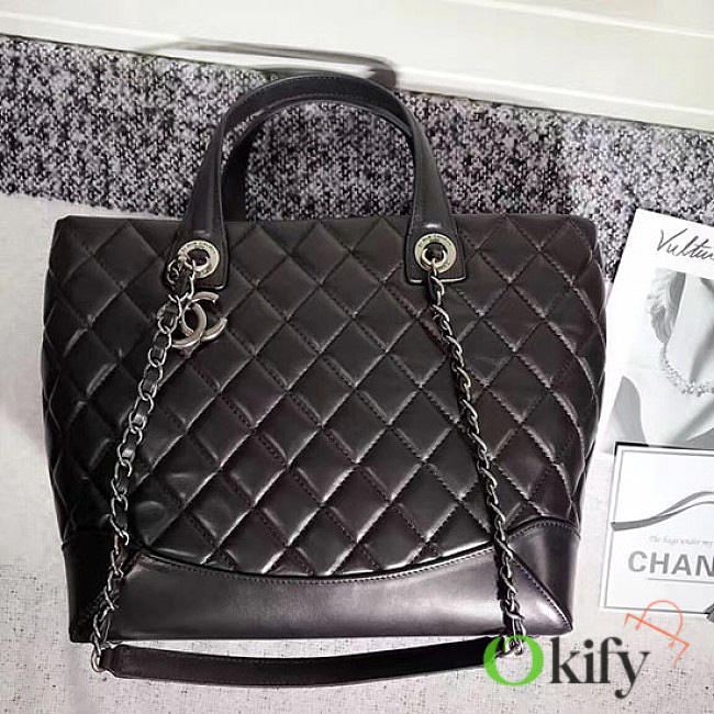 Chanel Caviar Quilted Lambskin Shopping Tote Bag Black 260301 VS02839 30cm - 1