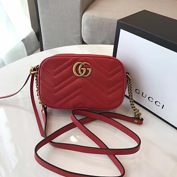 Gucci GG Marmont 18 Matelassé Red Leather 2400