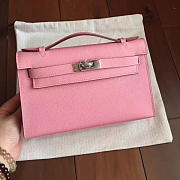 Hermès Kelly Pochette Epsom 22 Pink/Silver BagsAll Z2825 - 1
