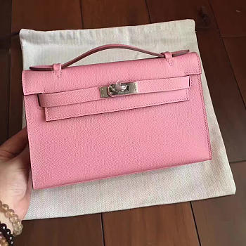 Hermès Kelly Pochette Epsom 22 Pink/Silver BagsAll Z2825