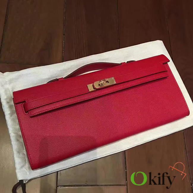 Hermès Kelly Clutch 31 Red/Gold BagsAll Z2842 - 1