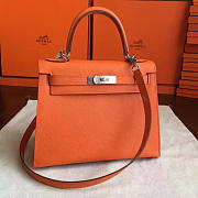 Hermes Kelly 28 Epsom Orange/Silver BagsAll Z2855 - 1